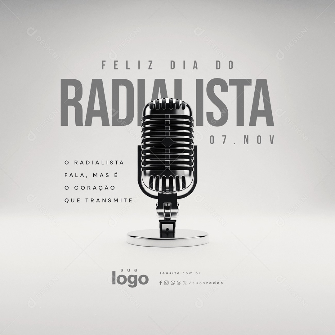 Feliz Feliz Dia do Radialista 07 de Novembro Social Media PSD Editável