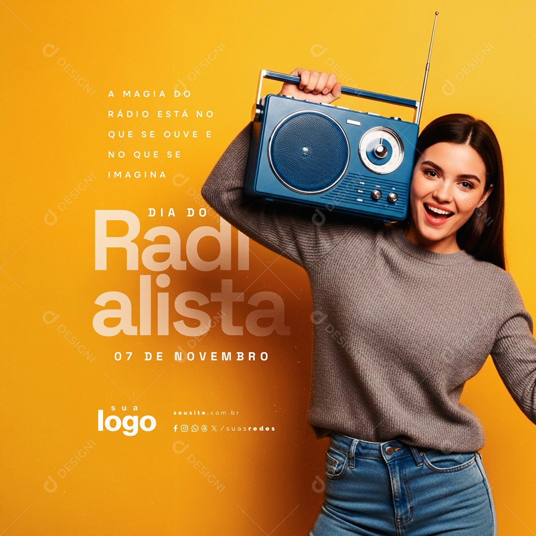 Dia do Radialista 07 de Novembro Social Media PSD Editável