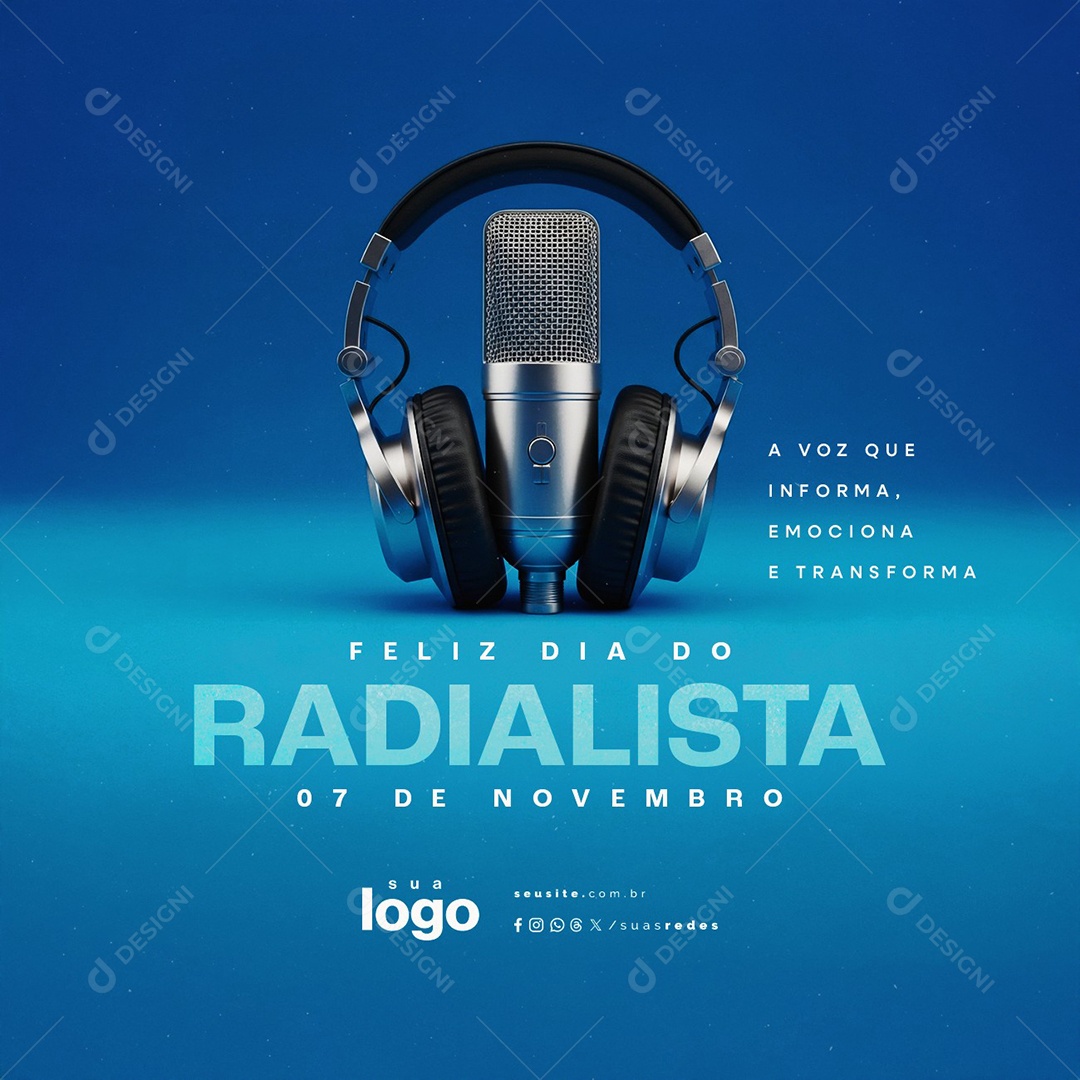 Feliz Dia do Radialista 07 de Novembro Social Media PSD Editável