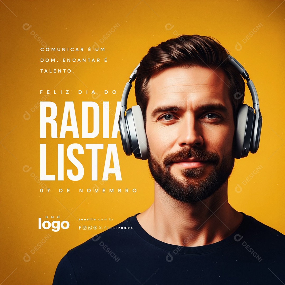 Feliz Dia do Radialista 07 de Novembro Comunicar é Um Dom Social Media PSD Editável
