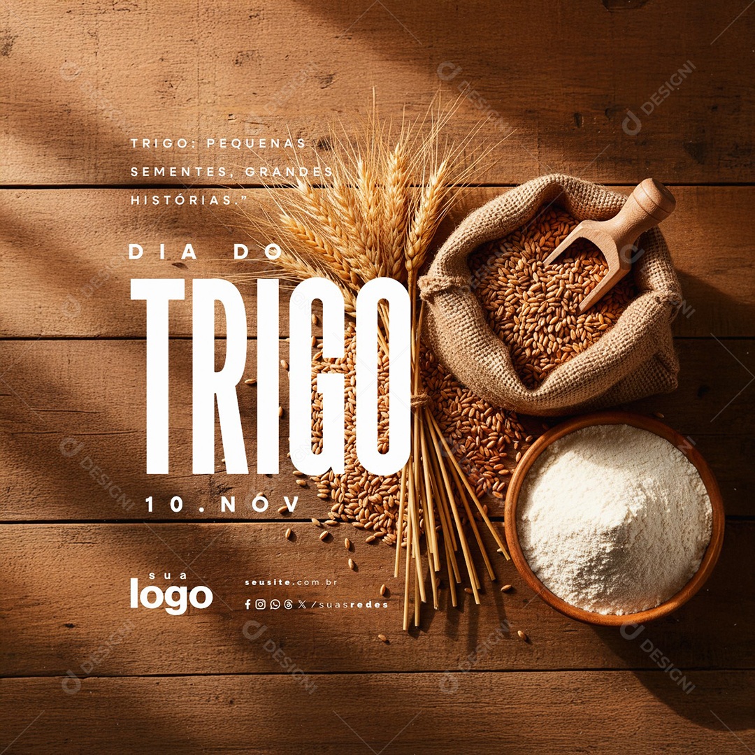 Dia do Trigo 10 de Novembro Pequenas Sementes Social Media PSD Editável