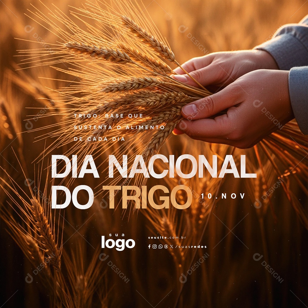 Dia Nacional do Trigo 10 de Novembro Base Que Sustenta Social Media PSD Editável