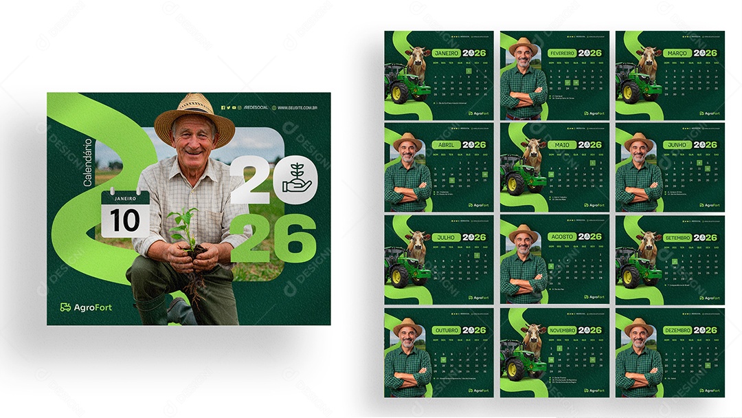 Calendário de Mesa Agronomia PSD Editável