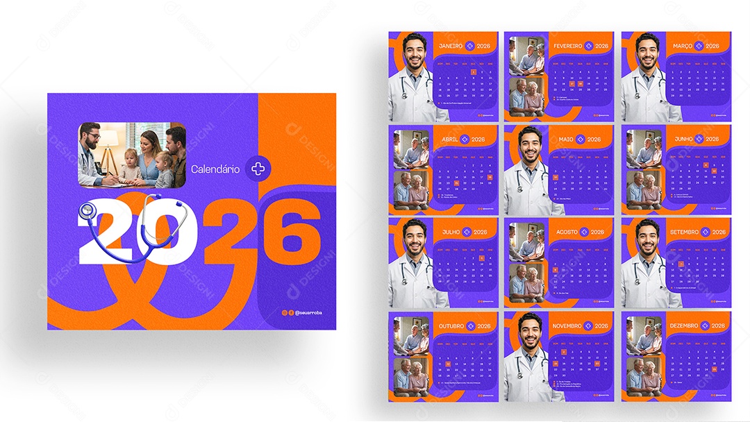 Calendário de Mesa Convênio Médico PSD Editável