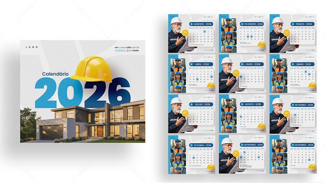 Calendário de Mesa Engenharia PSD Editável