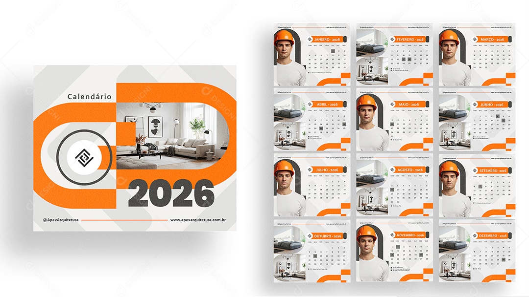 Calendário de Mesa Arquitetura PSD Editável