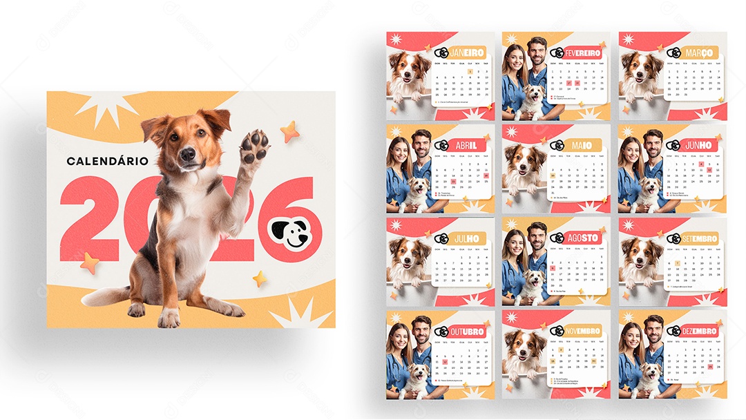 Calendário de Mesa Clínica Veterinária PSD Editável