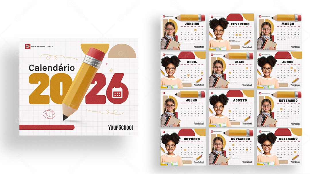 Calendário de Mesa Escola Colégio PSD Editável