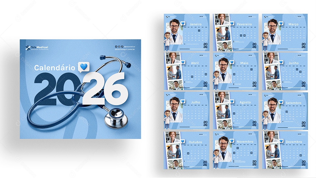 Calendário de Mesa Clínica Médica PSD Editável