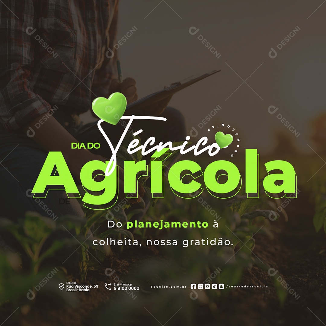 Dia do Técnico Agrícola 05 de Novembro Social Media PSD Editável