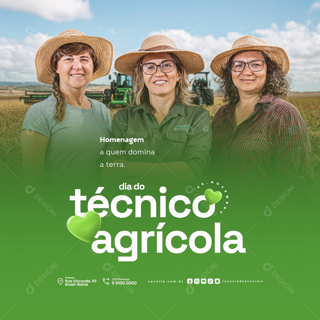 Dia do Técnico Agrícola 05 de Novembro Homenagem a Quem Domina Social Media PSD Editável