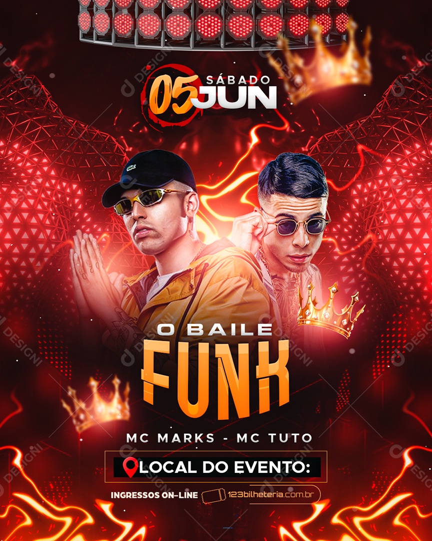 Flyer Feed o Baile Funk Social Media PSD Editável