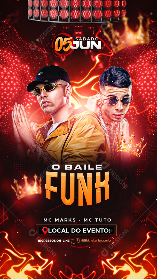 Flyer Story o Baile Funk Social Media PSD Editável