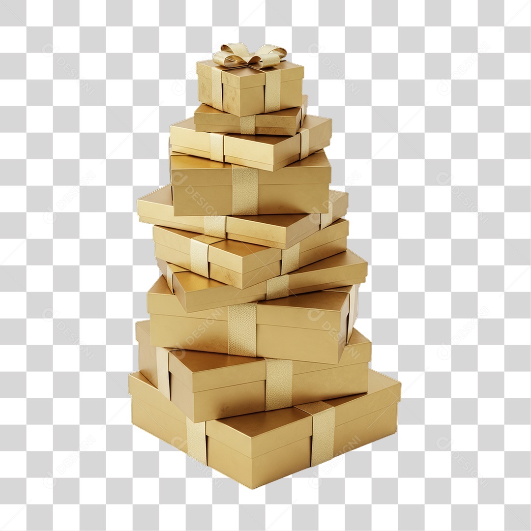 Elemento 3D Caixas de Presentes Decoração de Ano Novo PNG Transparente