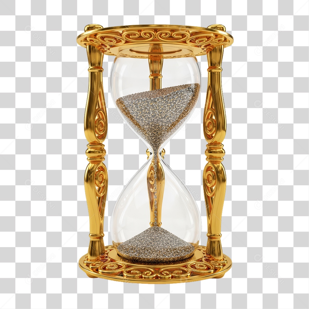 Elemento 3D Ampulheta Decoração de Ano Novo PNG Transparente