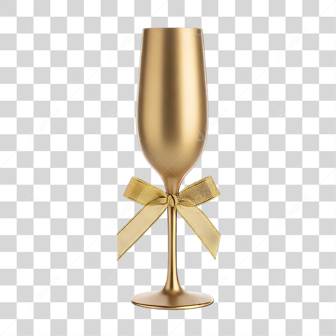 Elemento 3D Taça Dourada Decoração de Ano Novo PNG Transparente