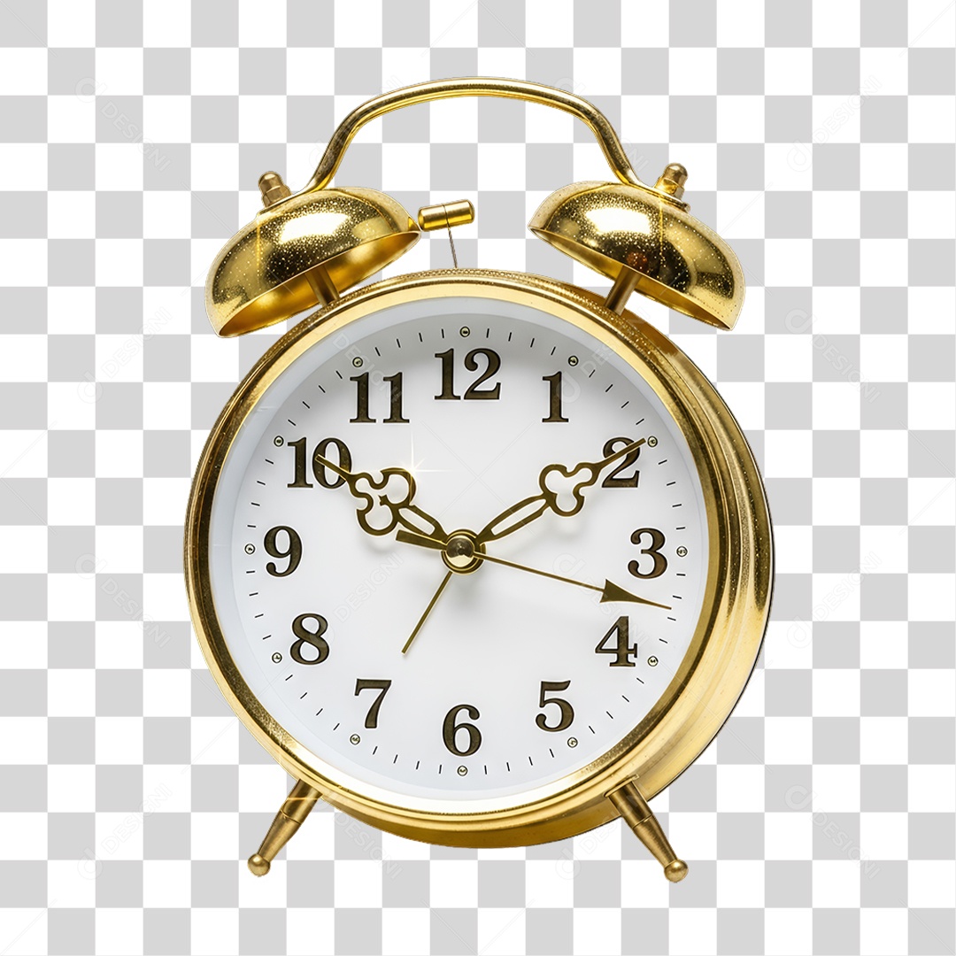 Elemento 3D Relógio Dourado Decoração de Ano Novo PNG Transparente