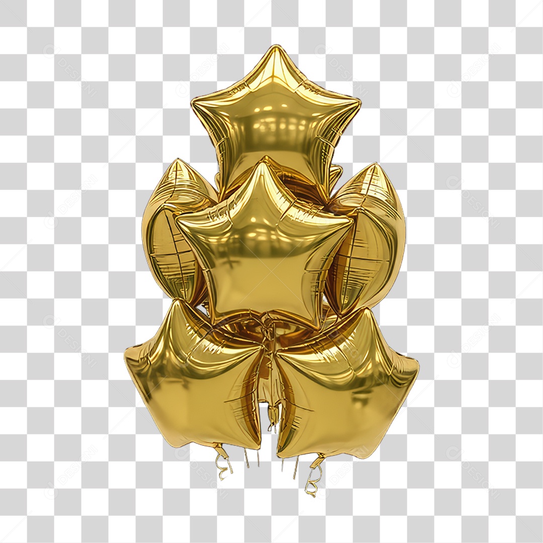 Elemento 3D Balões Dourados Decoração de Ano Novo PNG Transparente