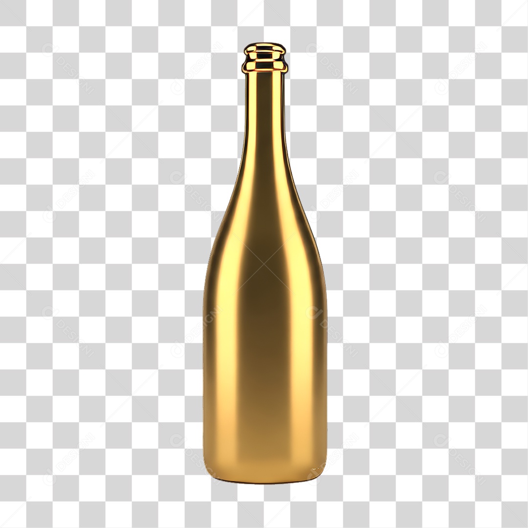 Elemento 3D Garrafa Dourada Decoração de Ano Novo PNG Transparente