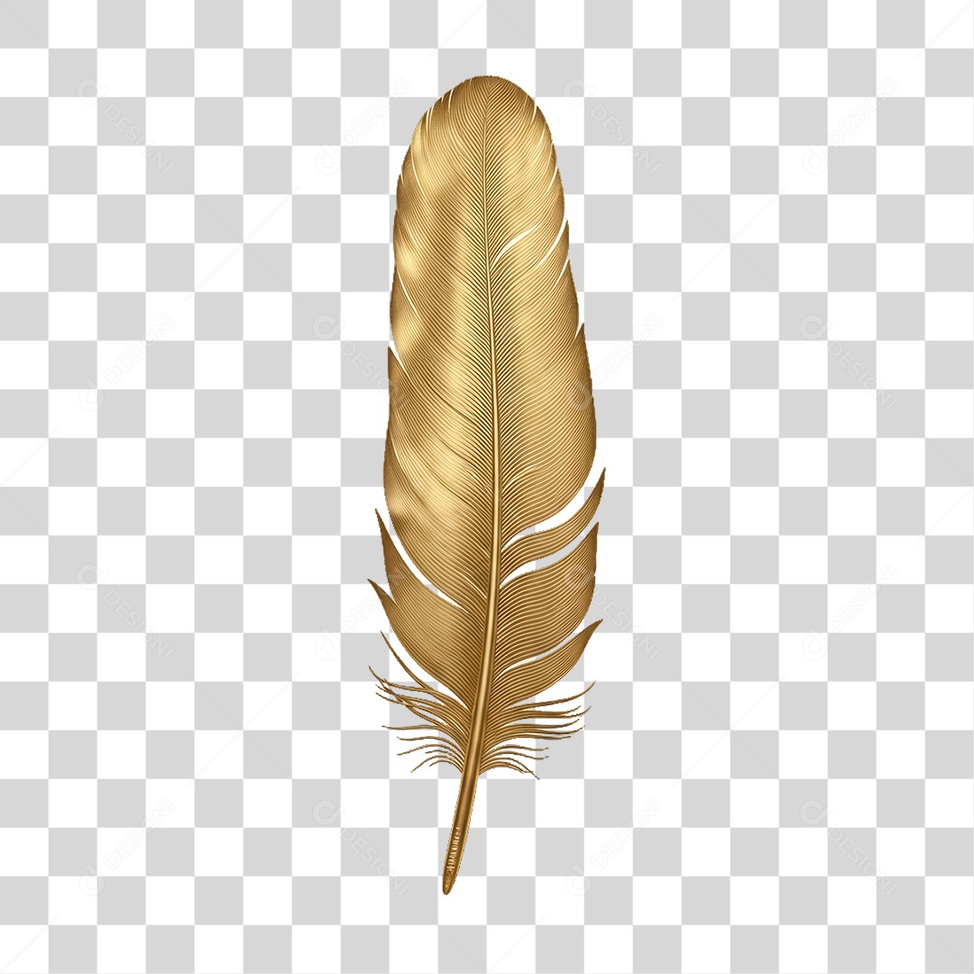 Elemento 3D Pena Dourada Decoração de Ano Novo PNG Transparente