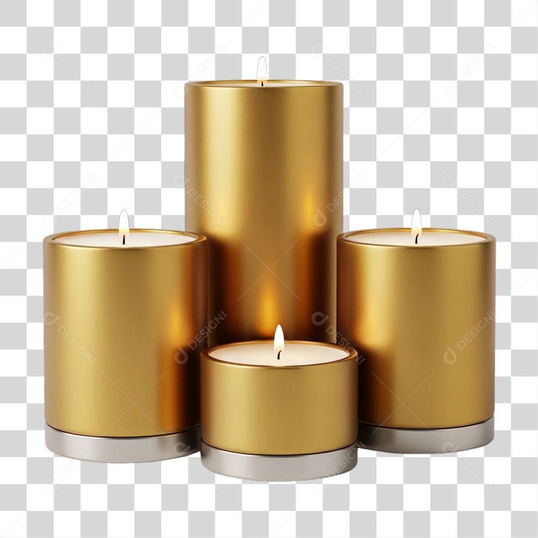 Elemento 3D Velas Douradas Decoração de Ano Novo PNG Transparente