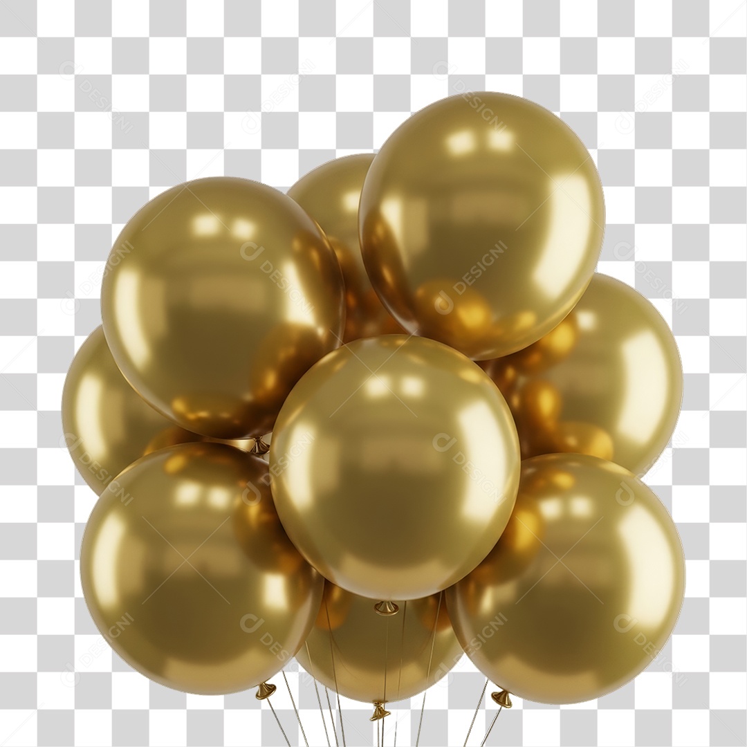 Elemento 3D Balões Decoração de Ano Novo PNG Transparente