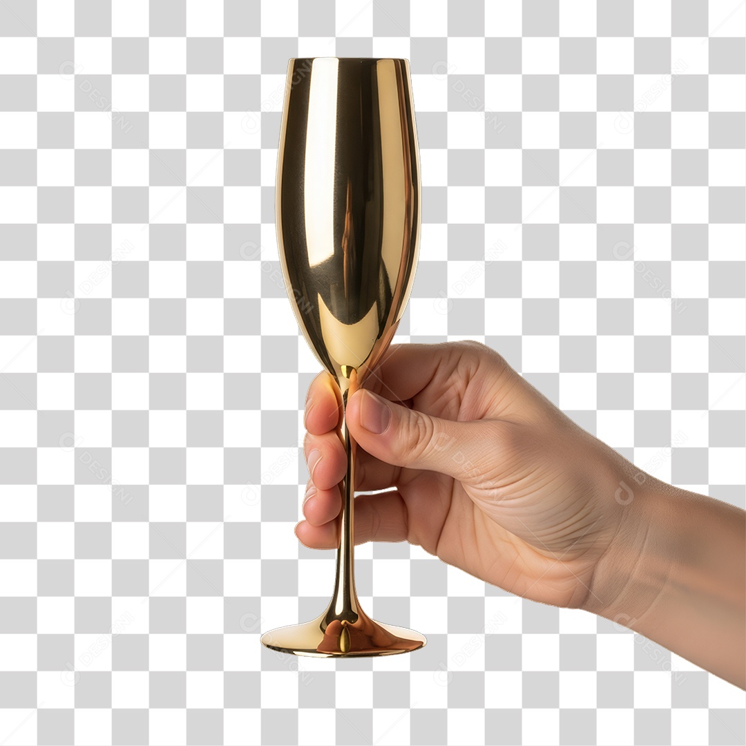 Elemento 3D Mão com Taça de Champanhe Decoração de Ano Novo PNG Transparente