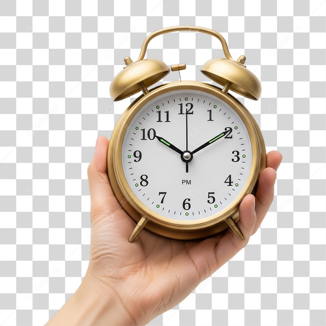 Elemento 3D Relógio Dourado Decoração de Ano Novo PNG Transparente