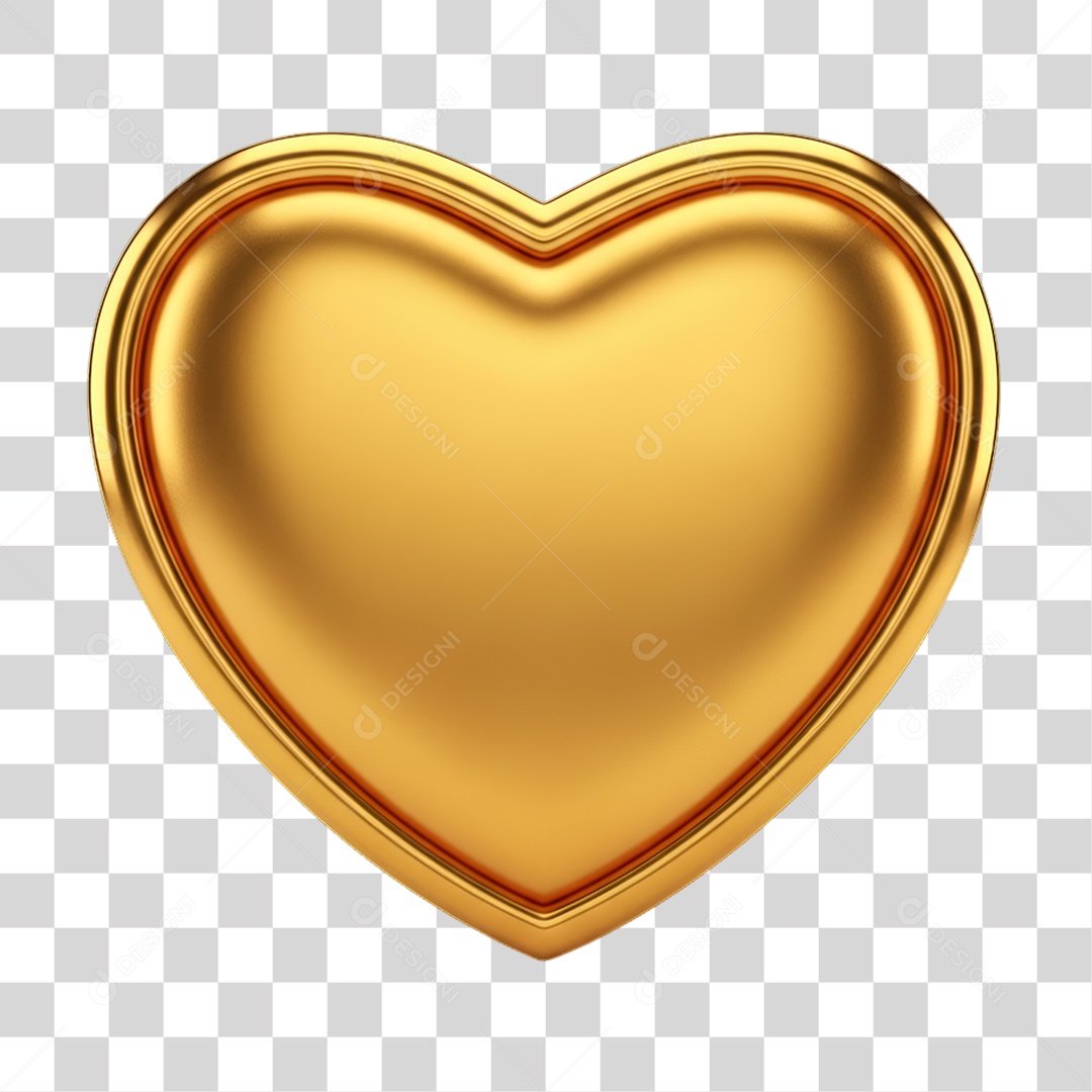 Elemento 3D Coração Dourado Decoração de Ano Novo PNG Transparente