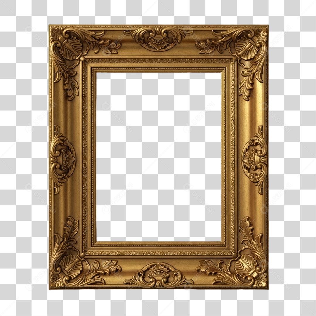 Elemento 3D Moldura de Quadro Dourado Decoração de Ano Novo PNG Transparente