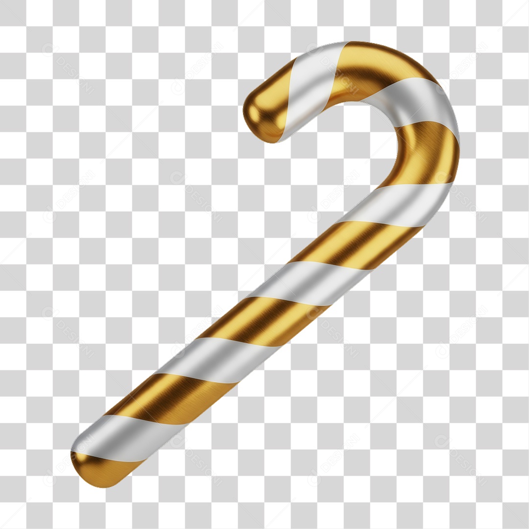 Elemento 3D Bengala Dourada Decoração de Ano Novo PNG Transparente