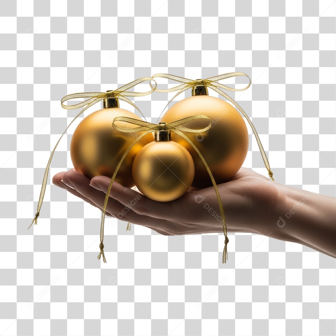 Elemento 3D Bolas Douradas Decoração de Ano Novo PNG Transparente