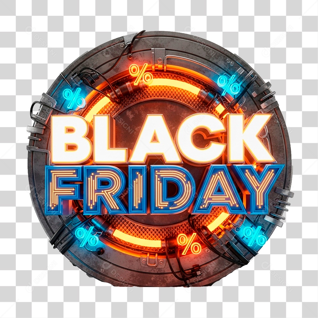 Selo 3D Black Friday PNG Transparente