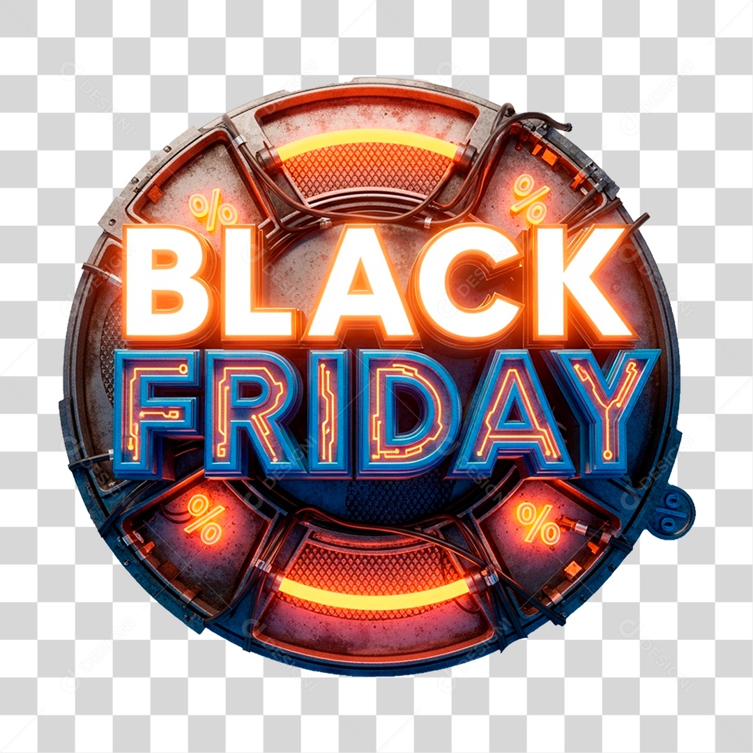 Selo 3D Black Friday PNG Transparente