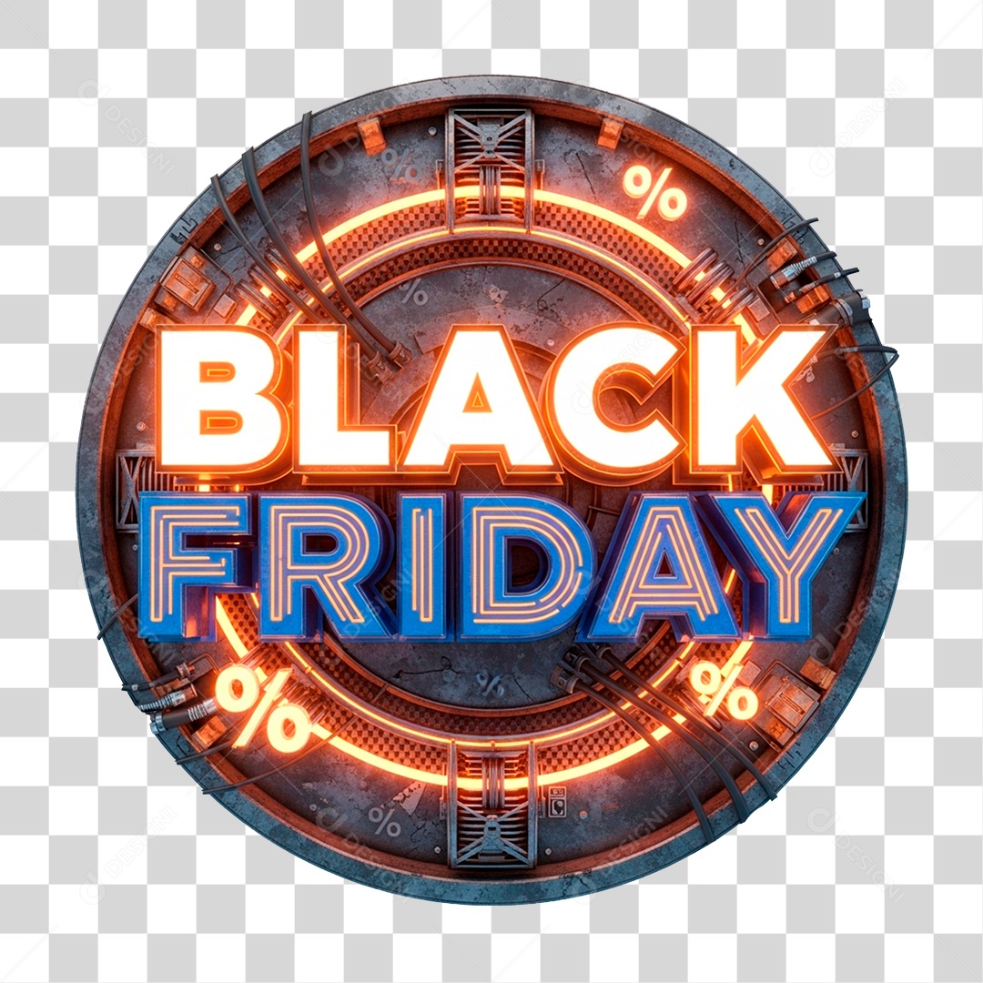 Selo 3D Black Friday PNG Transparente