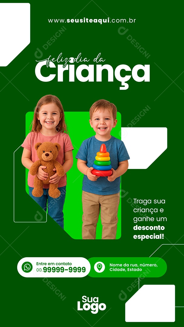 Feliz dia Das Crianças Story Social Media PSD Editável