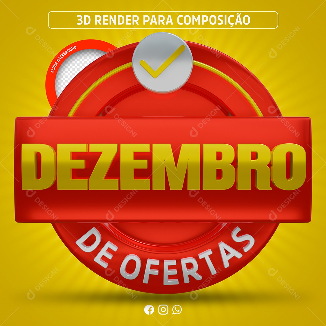 Selo 3D Dezembro de Ofertas para Composição PSD