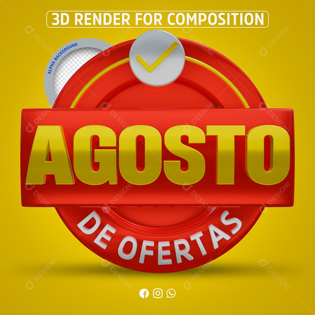 Selo 3D Julho de Ofertas para Composição PSD
