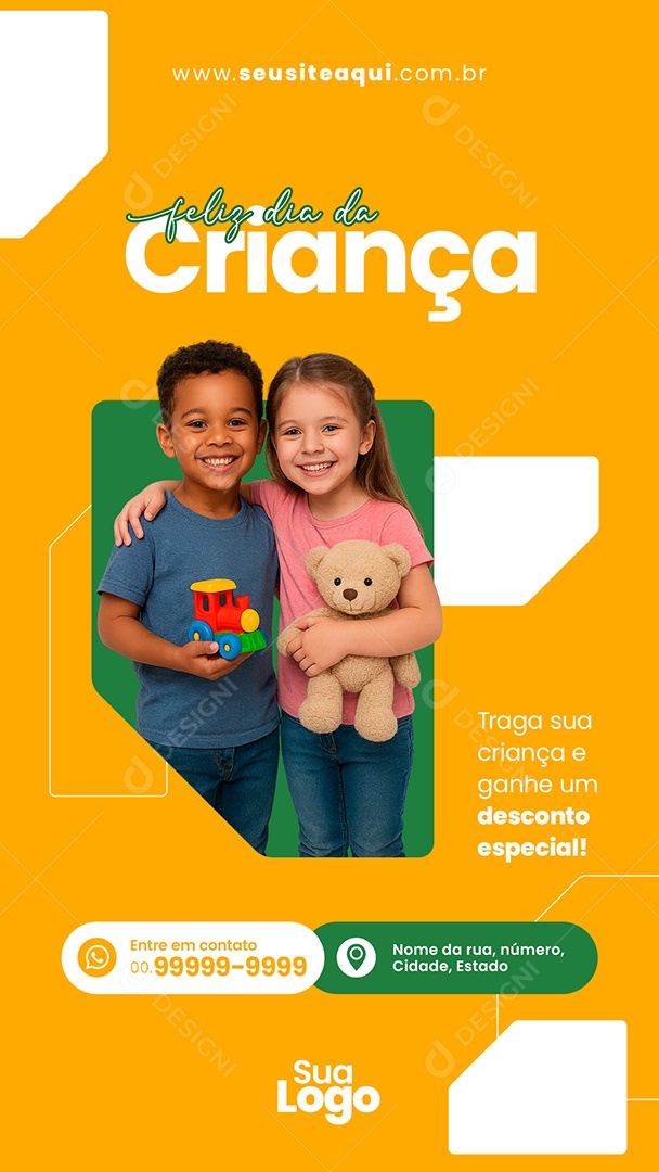 Social Media Feliz dia Das Crianças Story PSD Editável