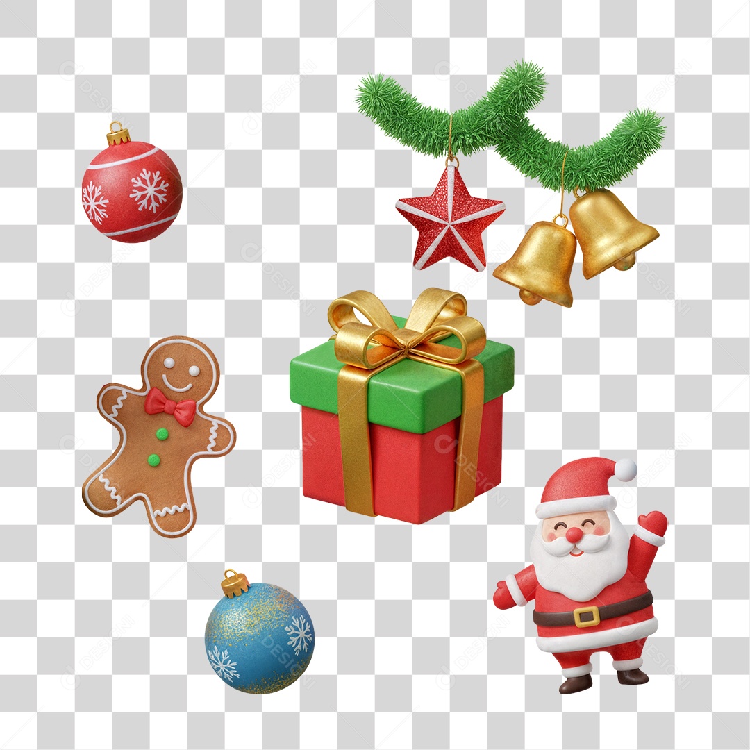 Conjunto de Elementos de Natal PNG Transparente