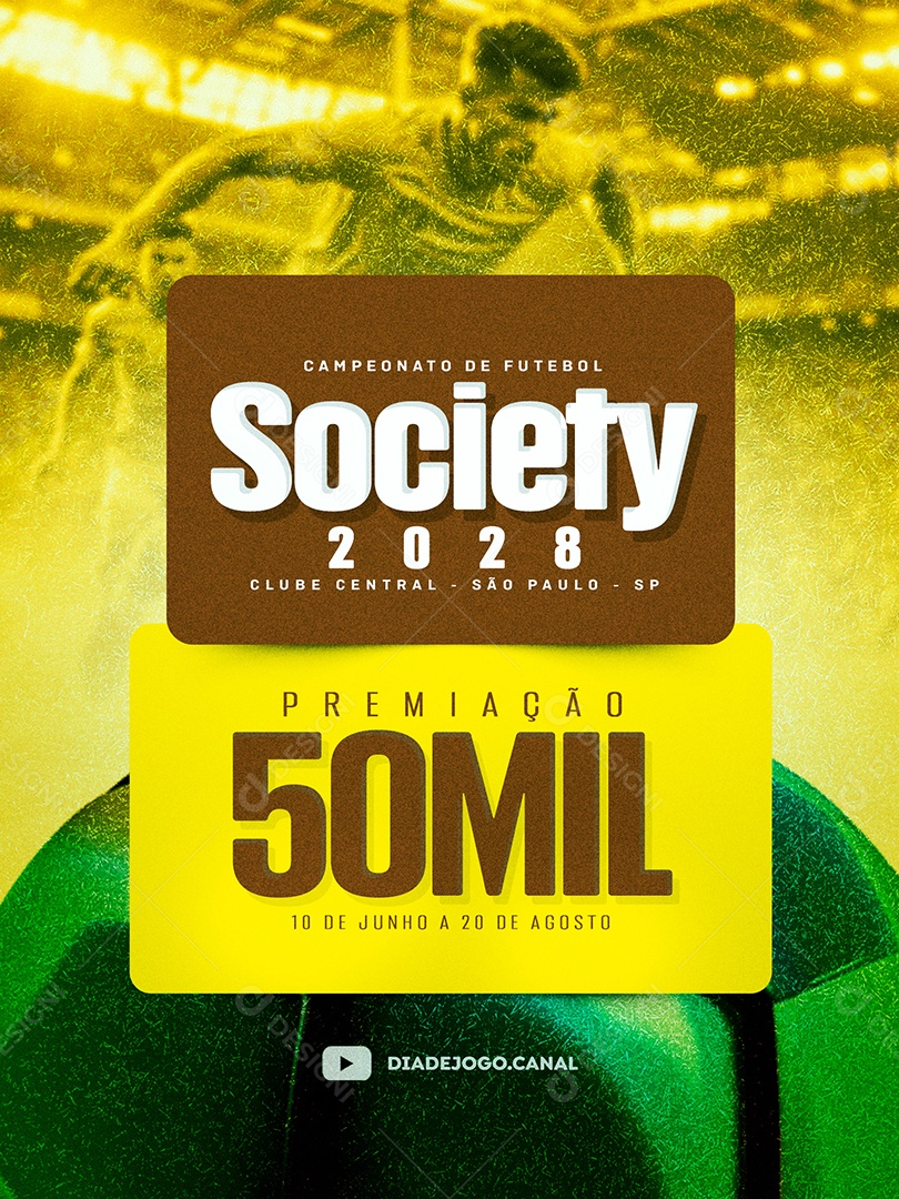 Torneio de Futebol Society Social Media PSD Editável