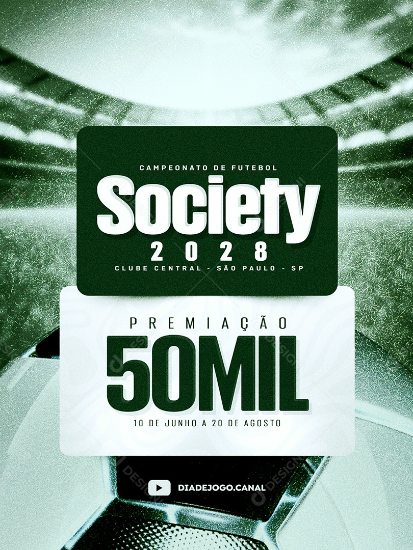 Torneio de Futebol Society Social Media PSD Editável