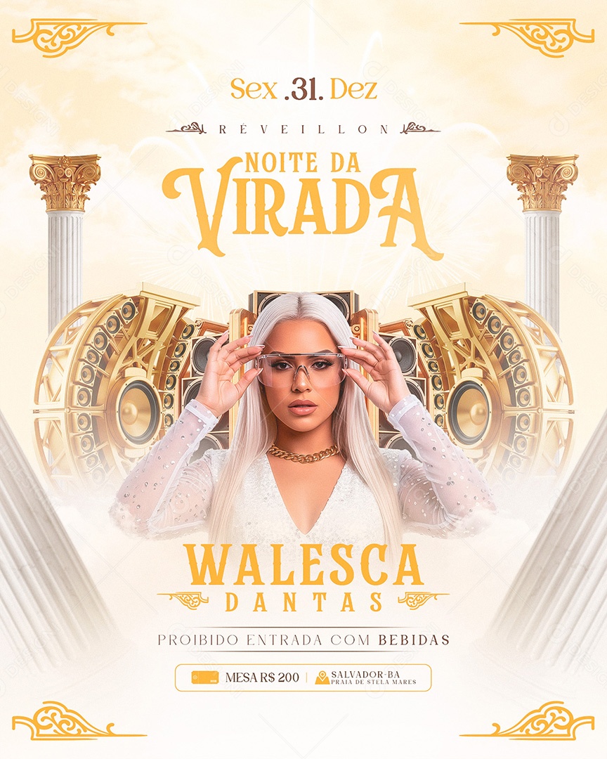 Flyer Réveillon Noite da Virada Social Media Feed PSD Editável