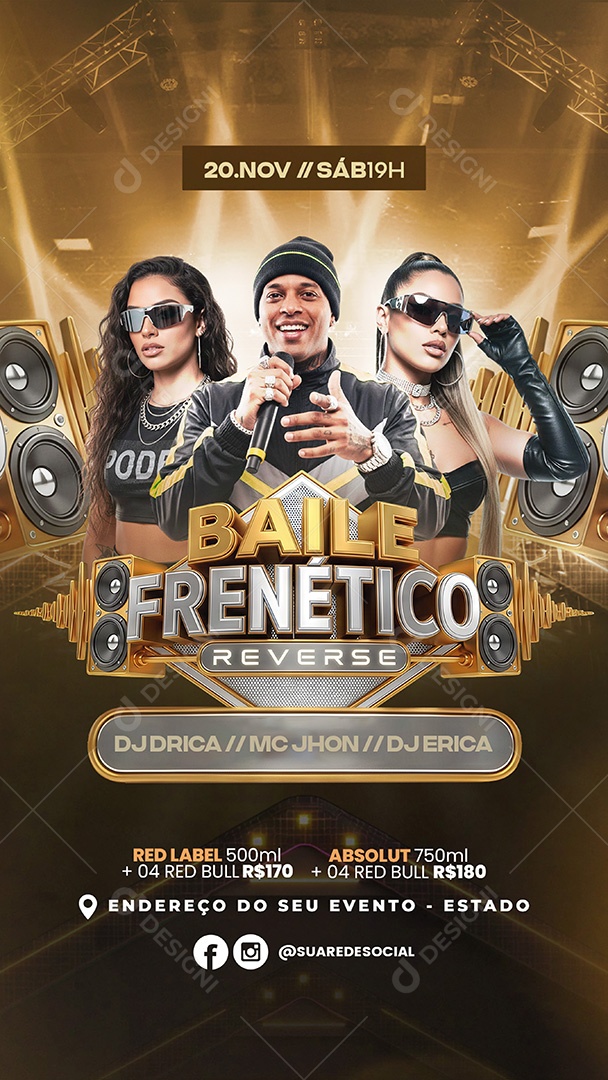 Story Flyer Baile Frenético Social Media PSD Editável