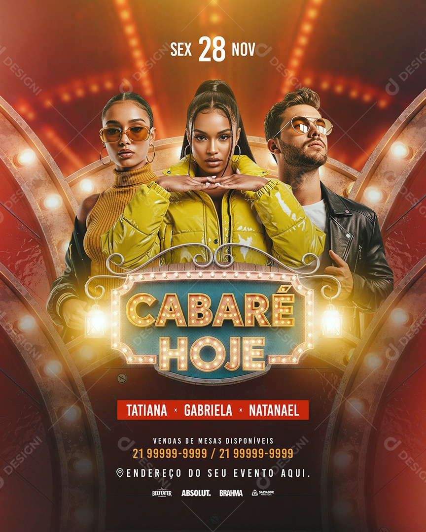Flyer Cabaré Hoje Social Media PSD Editável
