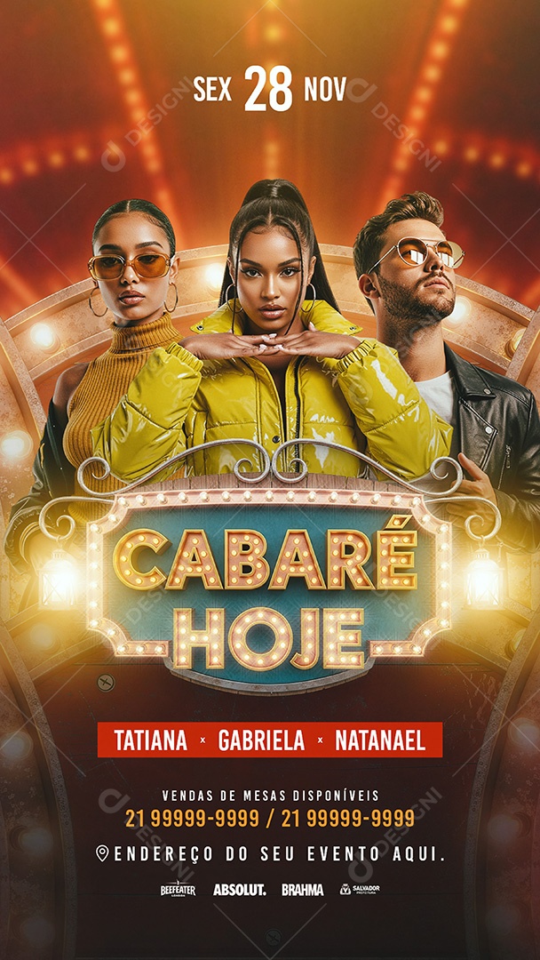 Story Flyer Cabaré Hoje Social Media PSD Editável