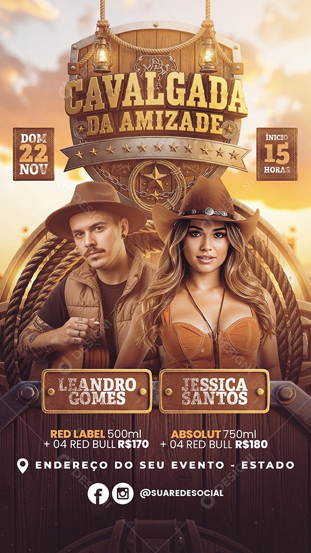 Story Flyer Cavalgada da Amizade Show Social Media PSD Editável