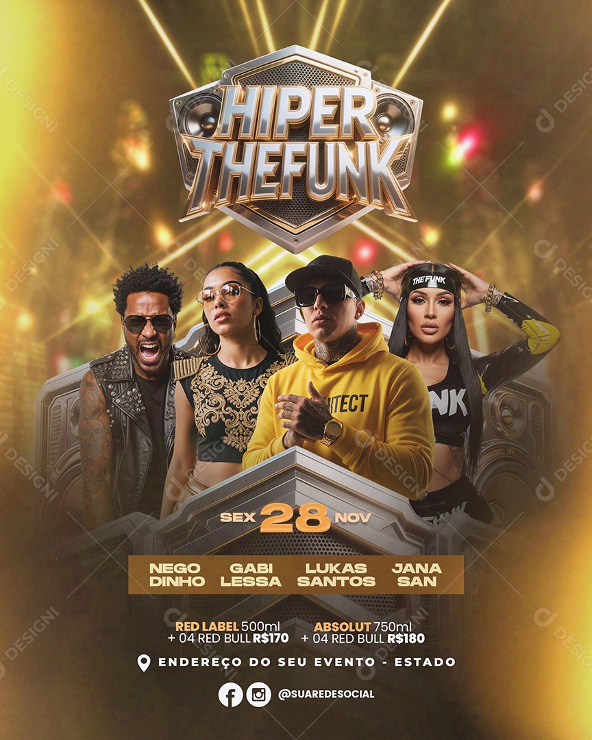 Flyer Hiper The Funk Social Media PSD Editável