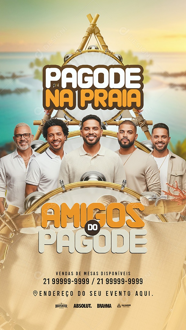 Flyer Pagode Na Praia Social Media PSD Editável