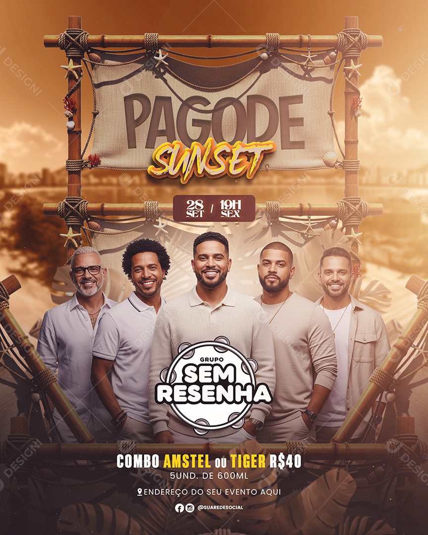Flyer Pagode Sunset Feed PSD Editável